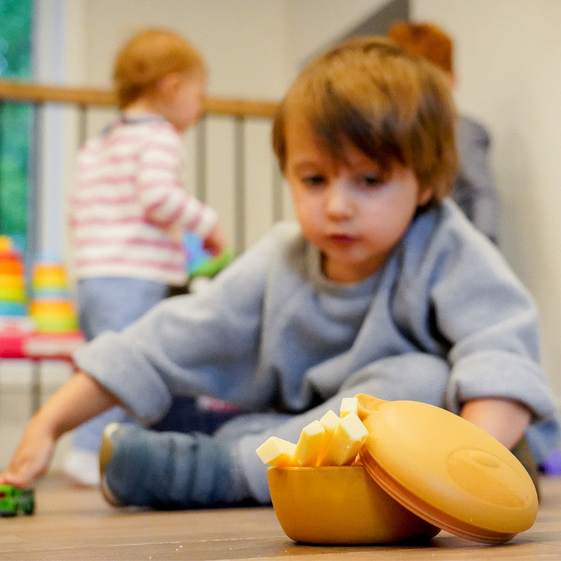 Melii Silicone Bowl With Lid 350ml - Brown Bear - Laadlee