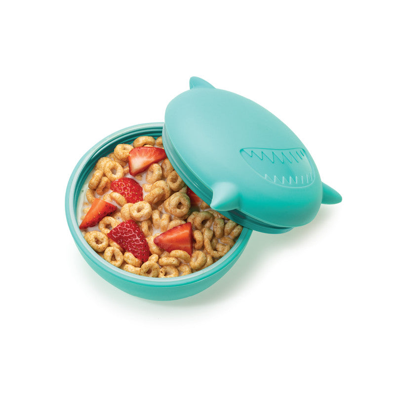 Melii Silicone Bowl With Lid 350ml - Turquoise Shark - Laadlee