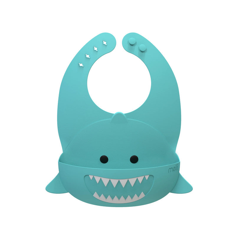 Meli Silicone Bib - Turquoise Shark - Laadlee