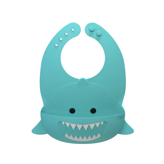 Meli Silicone Bib - Turquoise Shark - Laadlee