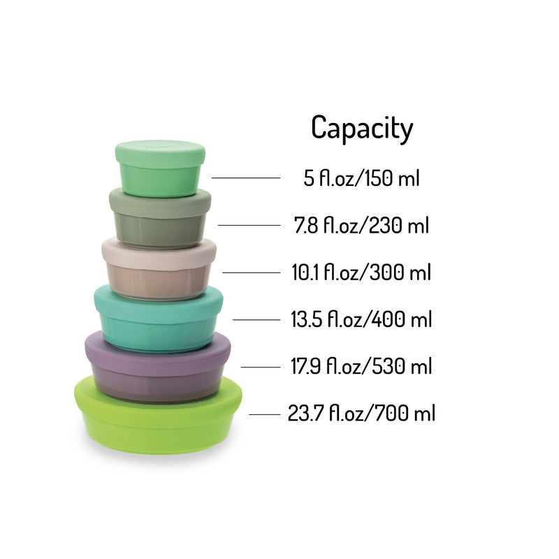 Melii Stacking & Nesting Containers With Silicone Lids - 6pcs - Laadlee
