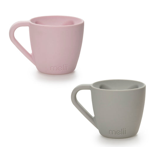 Melii Silicone Bear Mug 2 Pack  - Pink & Grey - Laadlee