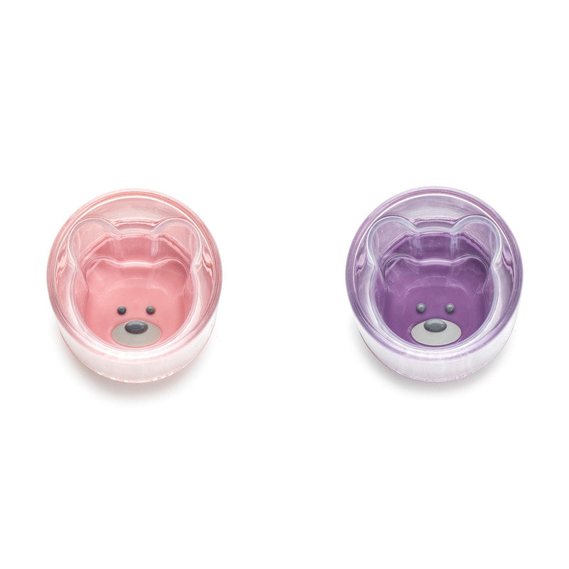 Melii Double Walled Bear Plastic Cup 2pcs - Purple & Pink - Laadlee