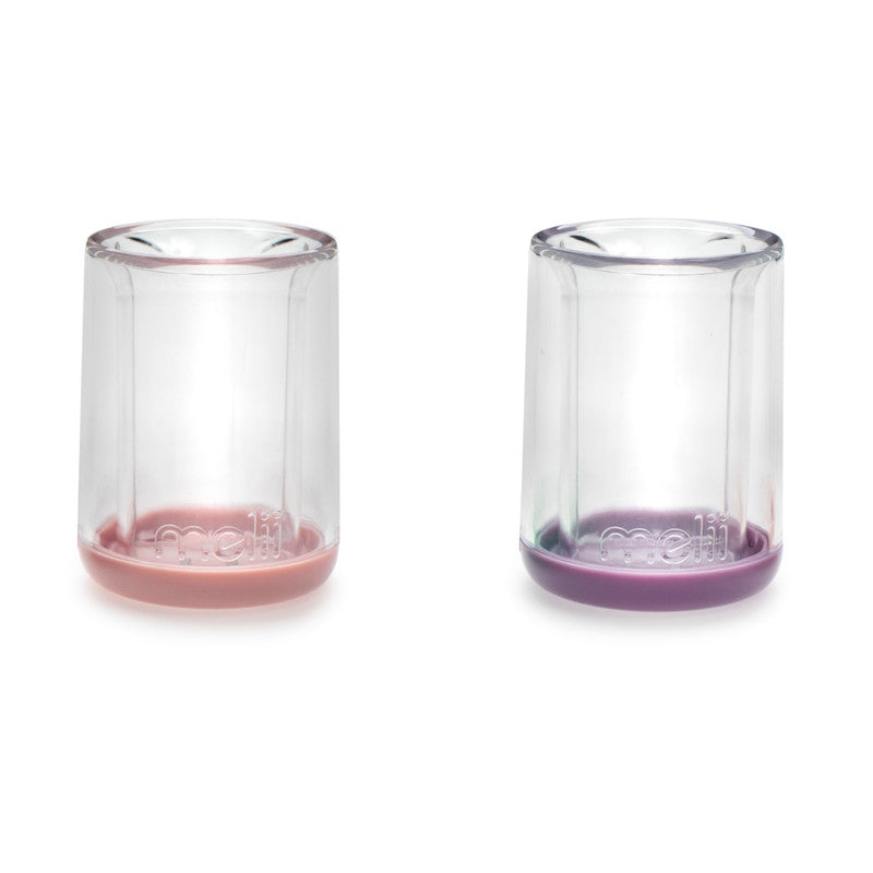 Melii Double Walled Bear Plastic Cup 2pcs - Purple & Pink - Laadlee