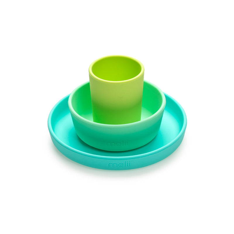 Melii Silicone 3pc Meal Set - Blue - Laadlee