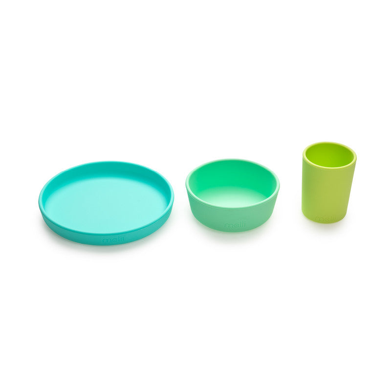 Melii Silicone 3pc Meal Set - Blue - Laadlee