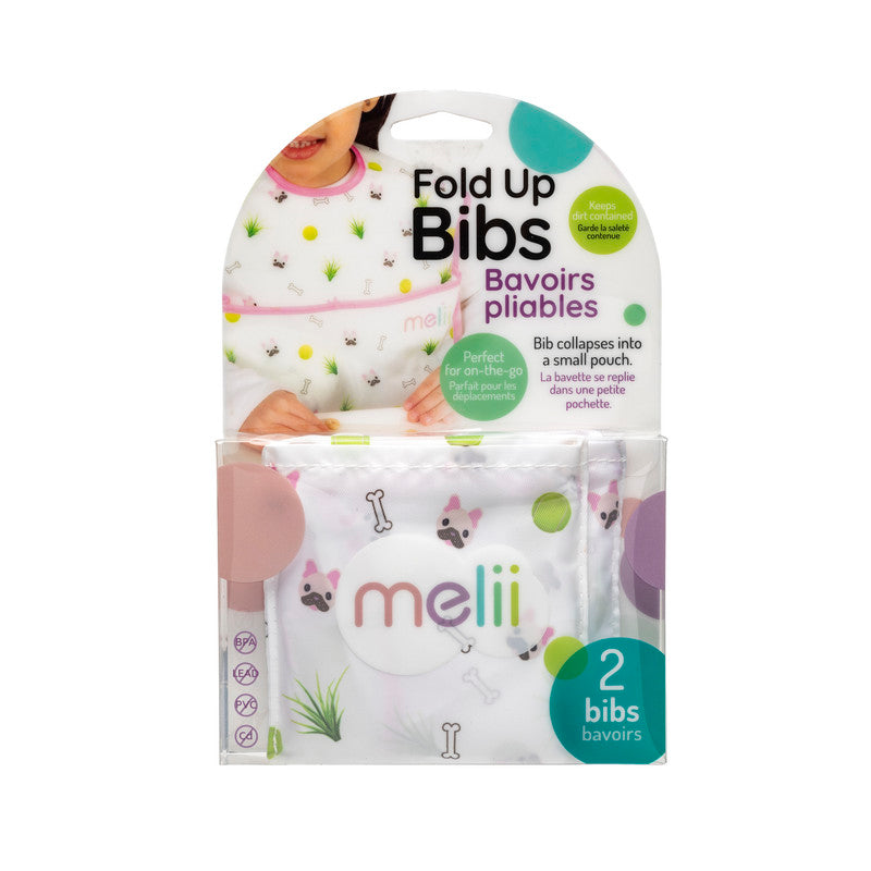 Melii Fold Up Bib With Scoop - Bulldog (2pcs) - Laadlee