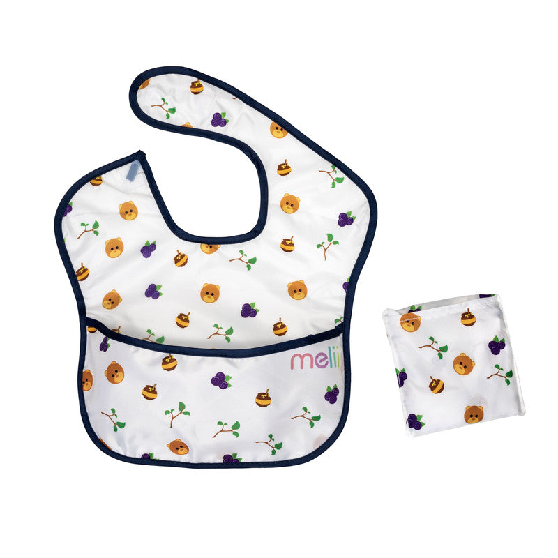 Melii Fold Up Bib With Scoop  - Bear (2pcs) - Laadlee