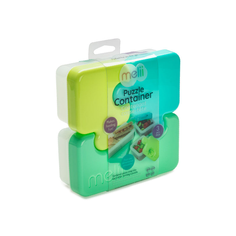 Melii Puzzle Food Container - Lime, Turquoise Green - Laadlee