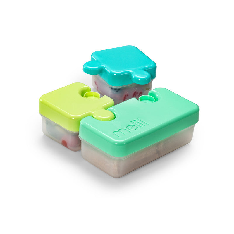 Melii Puzzle Food Container - Lime, Turquoise Green - Laadlee