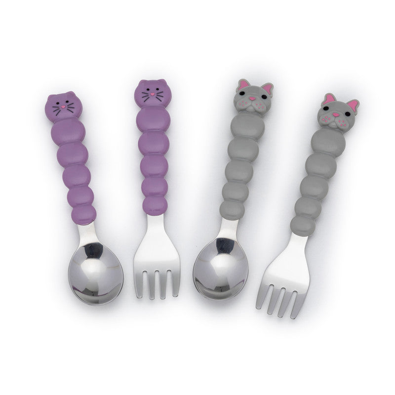 Melii Spoon & Fork Set - Cat & Bulldog - Laadlee