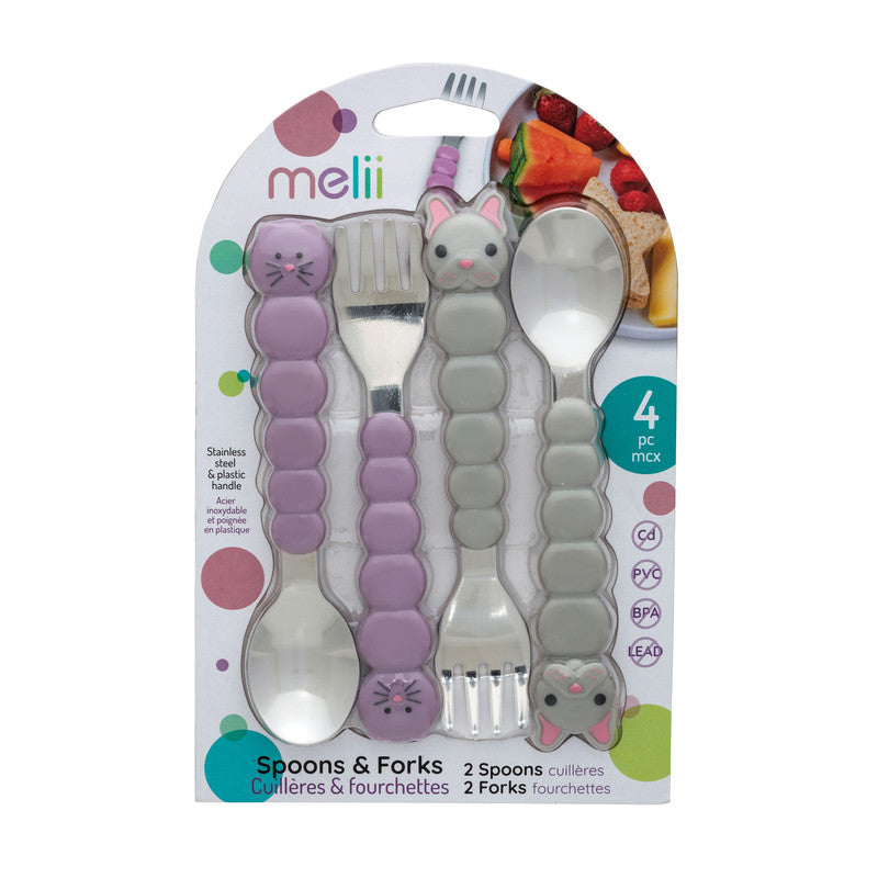 Melii Spoon & Fork Set - Cat & Bulldog - Laadlee