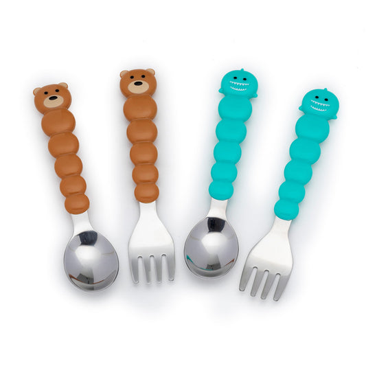 Melii Spoon & Fork Set - Bear & Shark - Laadlee