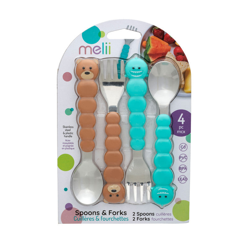 Melii Spoon & Fork Set - Bear & Shark - Laadlee