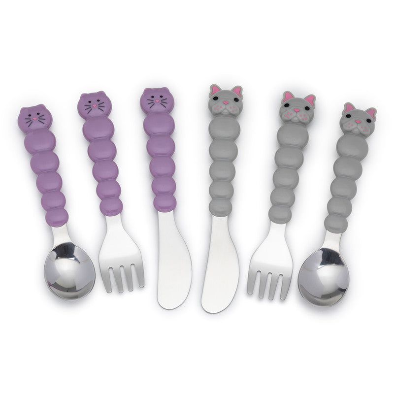 Melii Utensil Set - 2 pcs - Cat & Bulldog - Laadlee