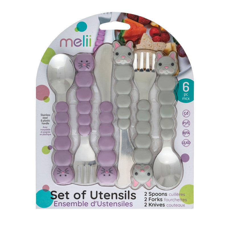 Melii Utensil Set - 2 pcs - Cat & Bulldog - Laadlee