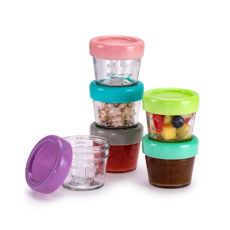 Melii Glass Food Storage Container 4oz - 6pcs - Laadlee