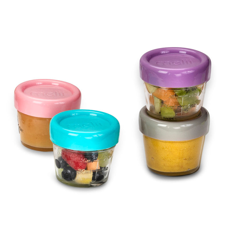 Melii Glass Food Storage Container 4oz - 6pcs - Laadlee