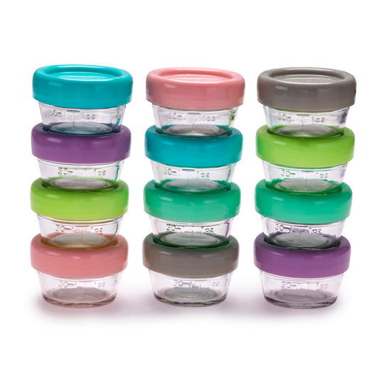 Melii Glass Food Storage Container 2oz - 12pcs - Laadlee