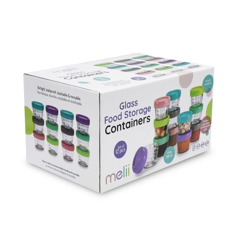 Melii Glass Food Storage Container 4oz - 12 pcs - Laadlee