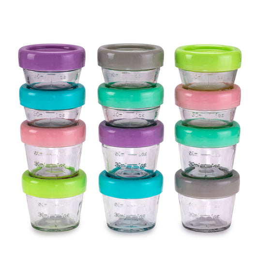 Melii Glass Food Storage Container 4oz & 2oz - 12pcs - Laadlee