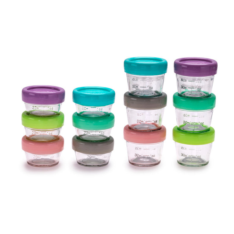 Melii Glass Food Storage Container 4oz & 2oz - 12pcs - Laadlee