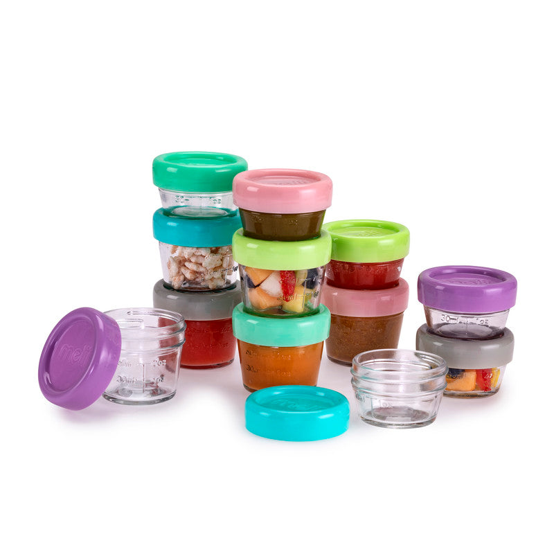 Melii Glass Food Storage Container 4oz & 2oz - 12pcs - Laadlee