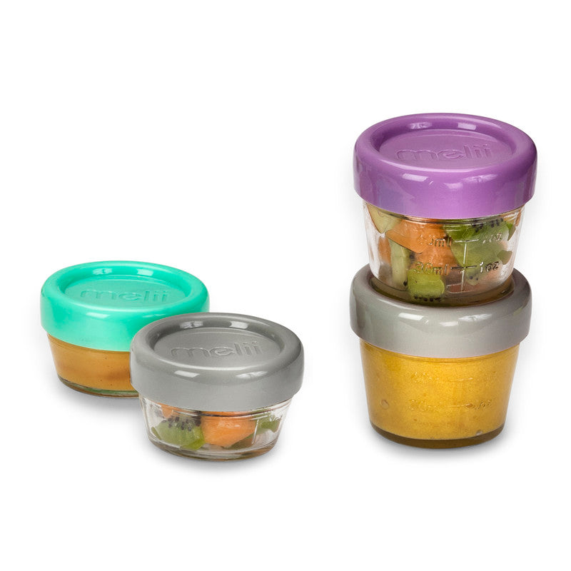 Melii Glass Food Storage Container 4oz & 2oz - 12pcs - Laadlee