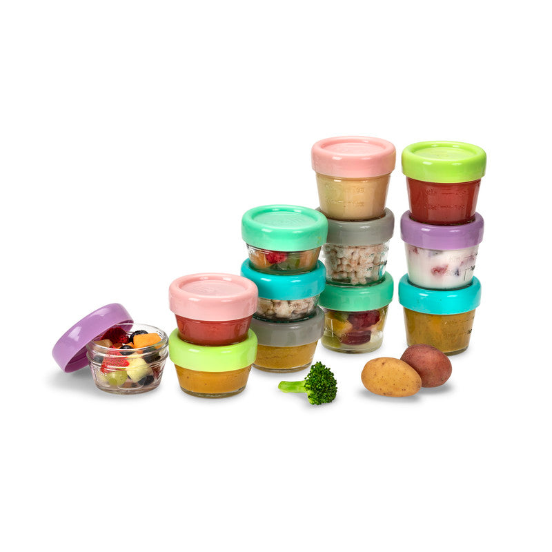 Melii Glass Food Storage Container 4oz & 2oz - 12pcs - Laadlee