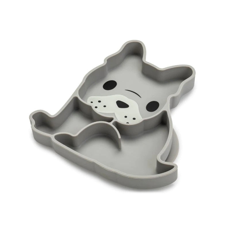 Melii Divided Silicone Suction Plate - Grey Bulldog - Laadlee