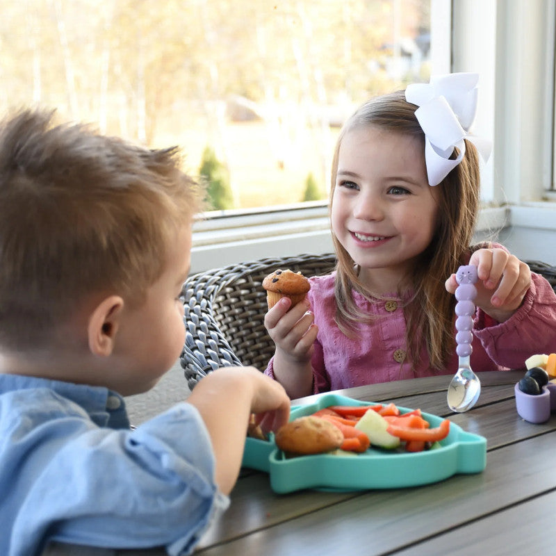 Melii Divided Silicone Suction Plate - Turquoise Shark - Laadlee