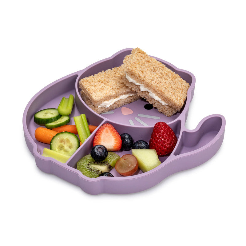 Melii Divided Silicone Suction Plate - Purple Cat - Laadlee