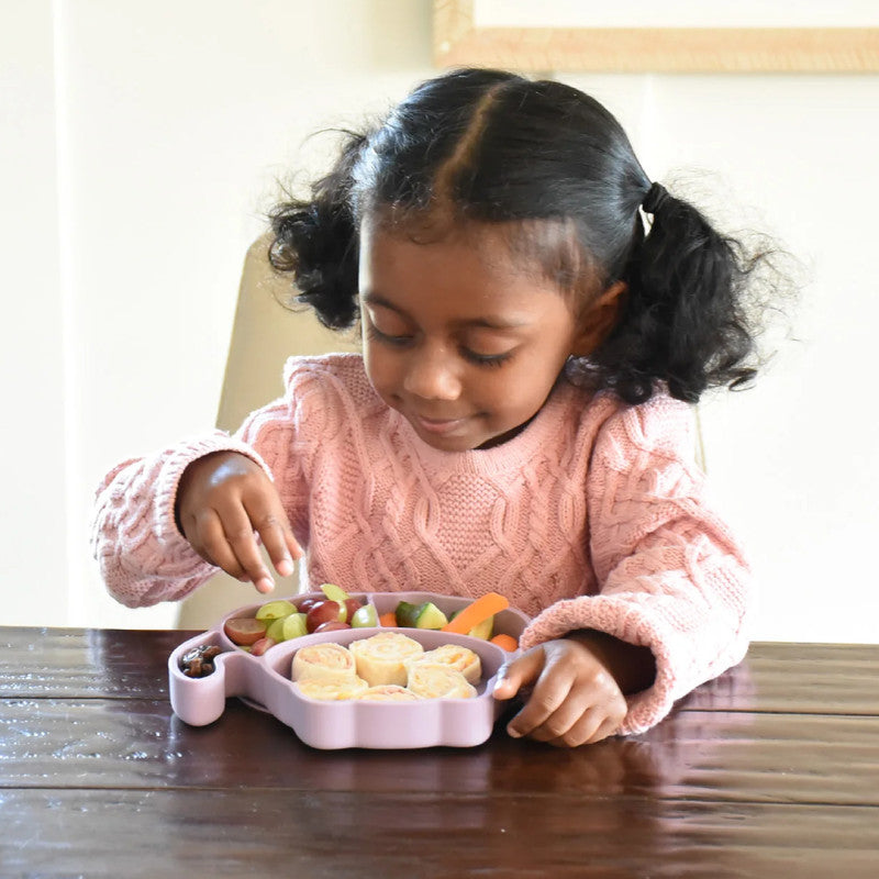 Melii Divided Silicone Suction Plate - Purple Cat - Laadlee