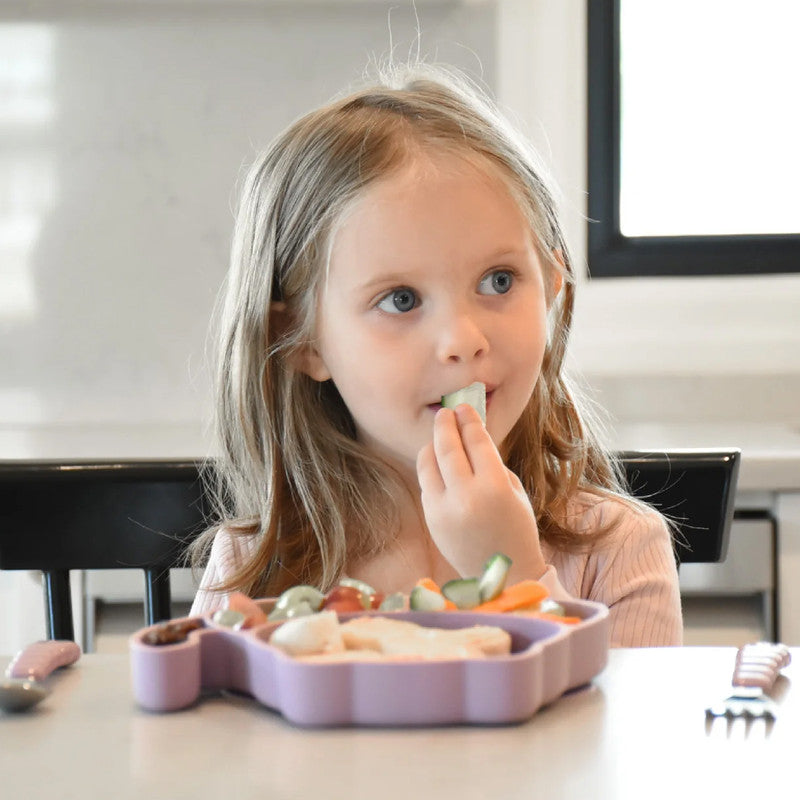 Melii Divided Silicone Suction Plate - Purple Cat - Laadlee