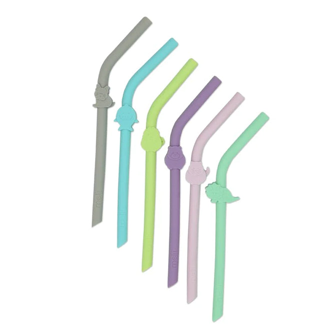 Melii Silicone Straws & Cleaning Brush - 6pcs - Laadlee