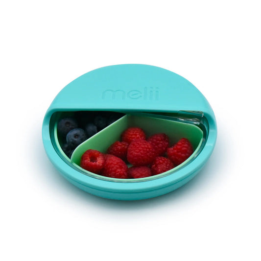 Melii Spin 3 Compartment Snack Container - Turquoise - Laadlee