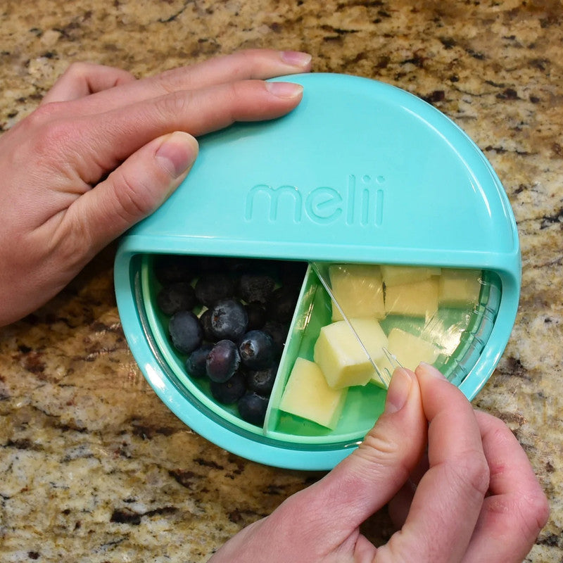 Melii Spin 3 Compartment Snack Container - Turquoise - Laadlee