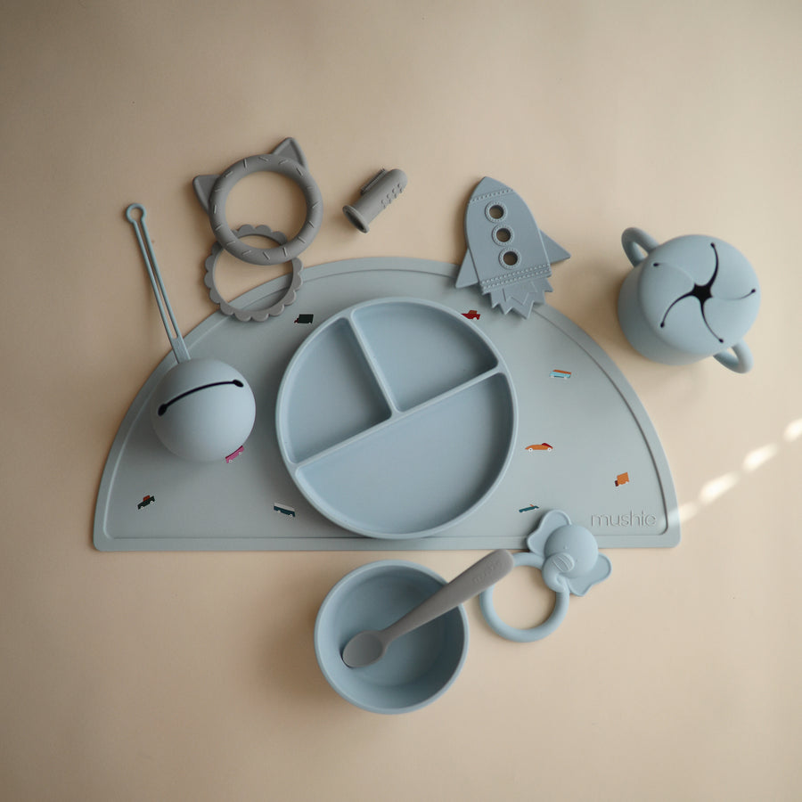 Mushie Silicone Snack Cup Powder Blue - Laadlee
