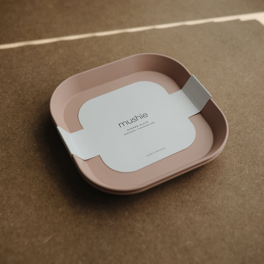 Mushie Dinner Plate Square Blush - Laadlee