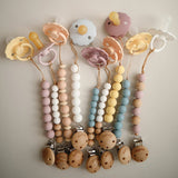 Mushie Pacifier Clips Halo Mauve - Laadlee