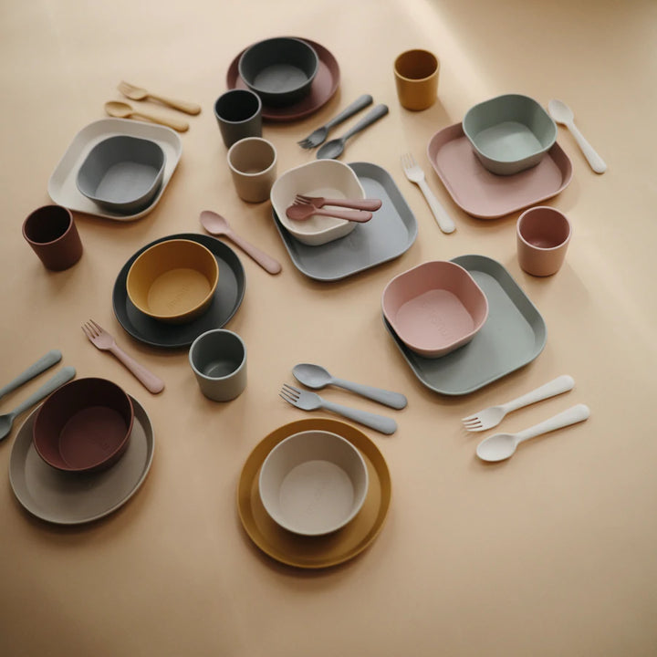 Mushie Dinner Bowl Round Smoke - Laadlee