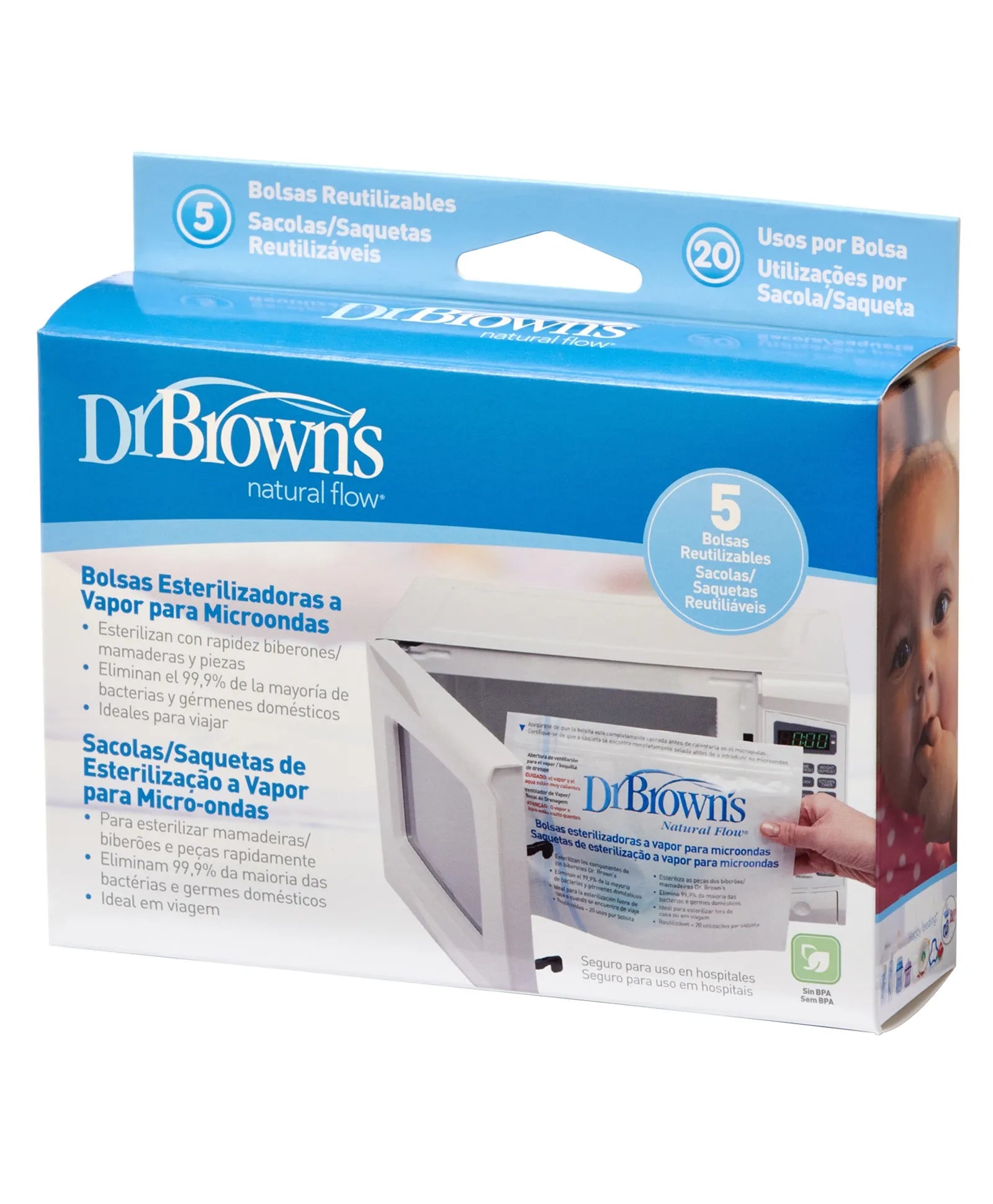 Dr. Brown's Microwave Steam Sterilizer Bag 5-Pack - Laadlee