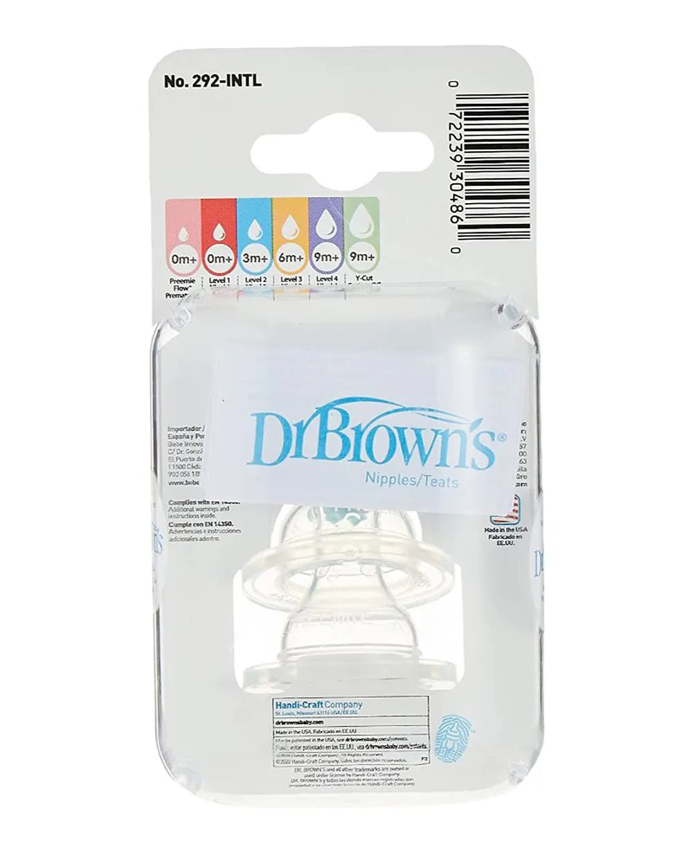 Dr. Brown's Preemie Flow Wide Neck Silicone Options+ Nipple Pack of 2 - Laadlee