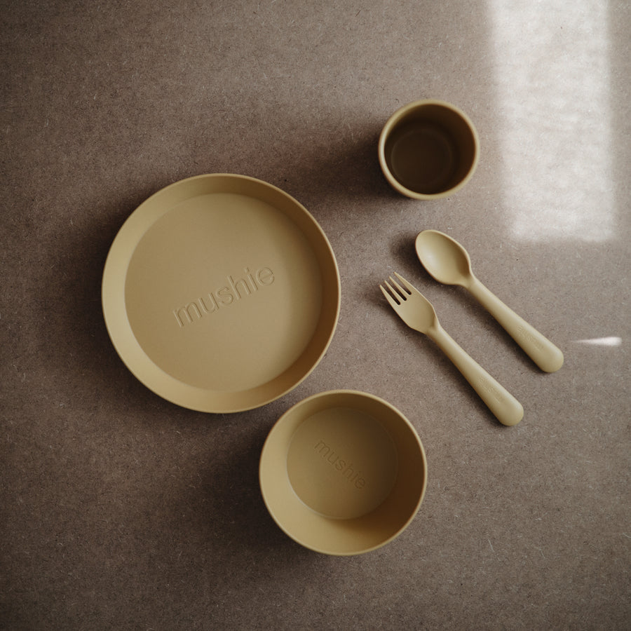 Mushie Dinner Plate Round Mustard - Laadlee