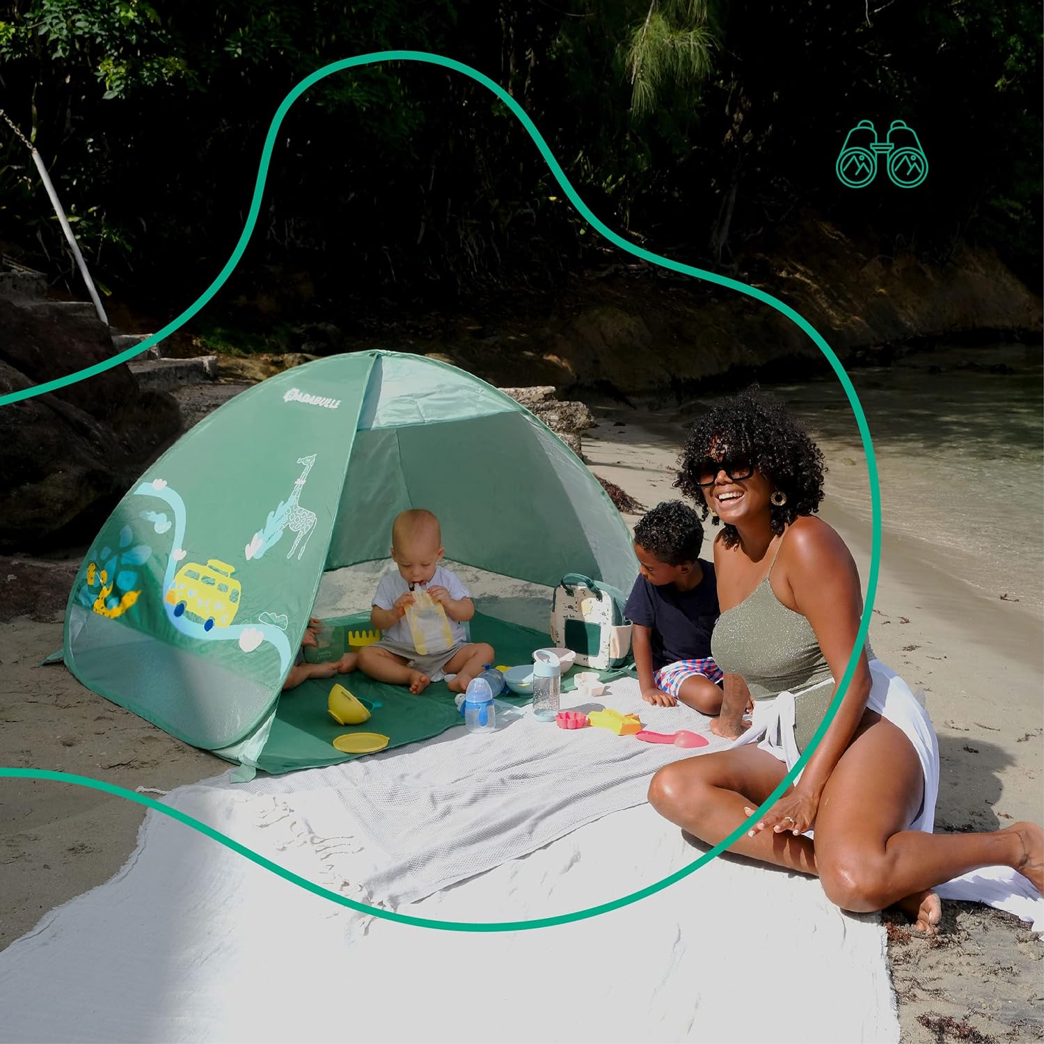 Badabulle Anti-UV Baby Tent - Green - Laadlee