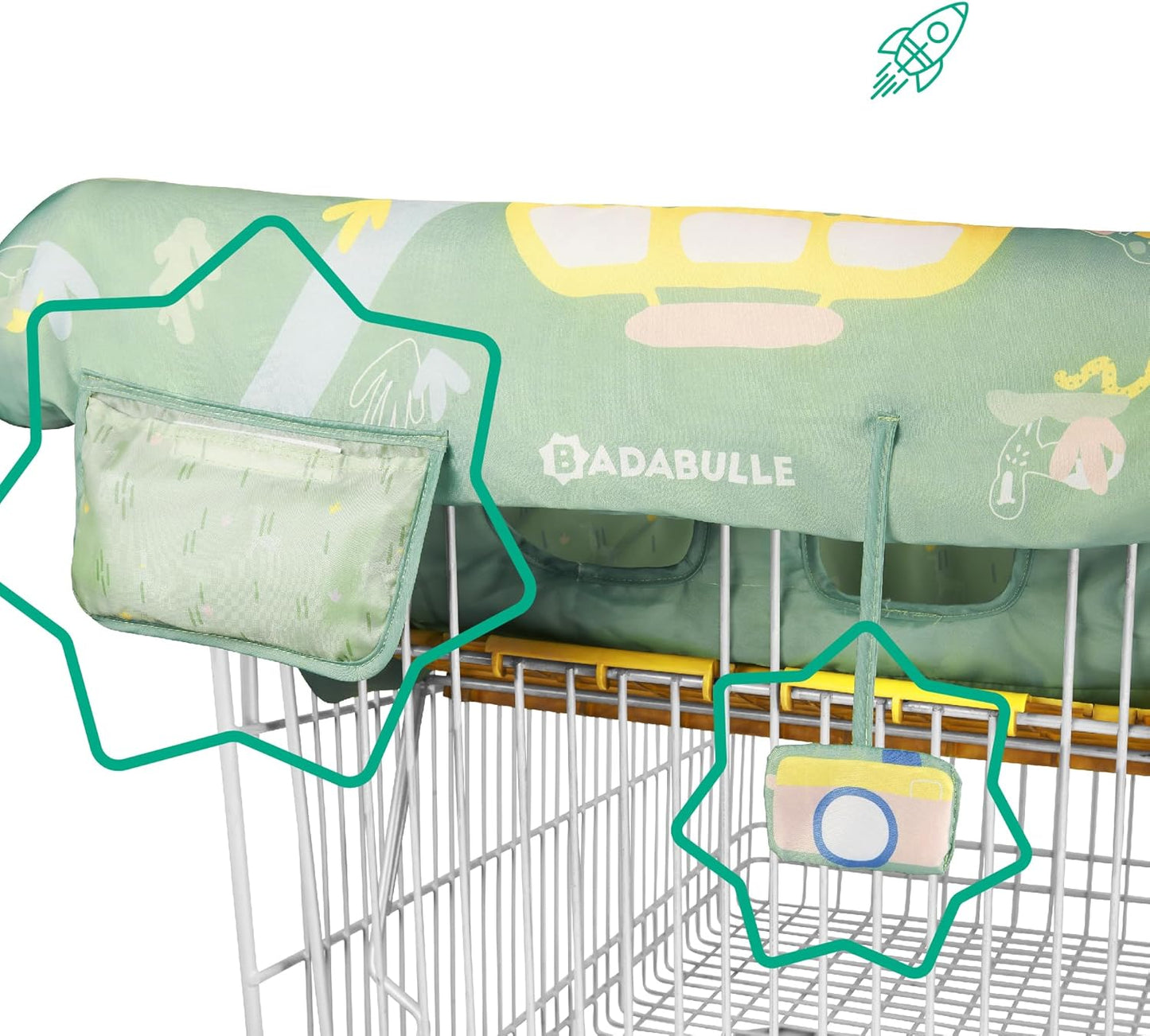Badabulle Shopping Trolley Seat Protector - Safari Green