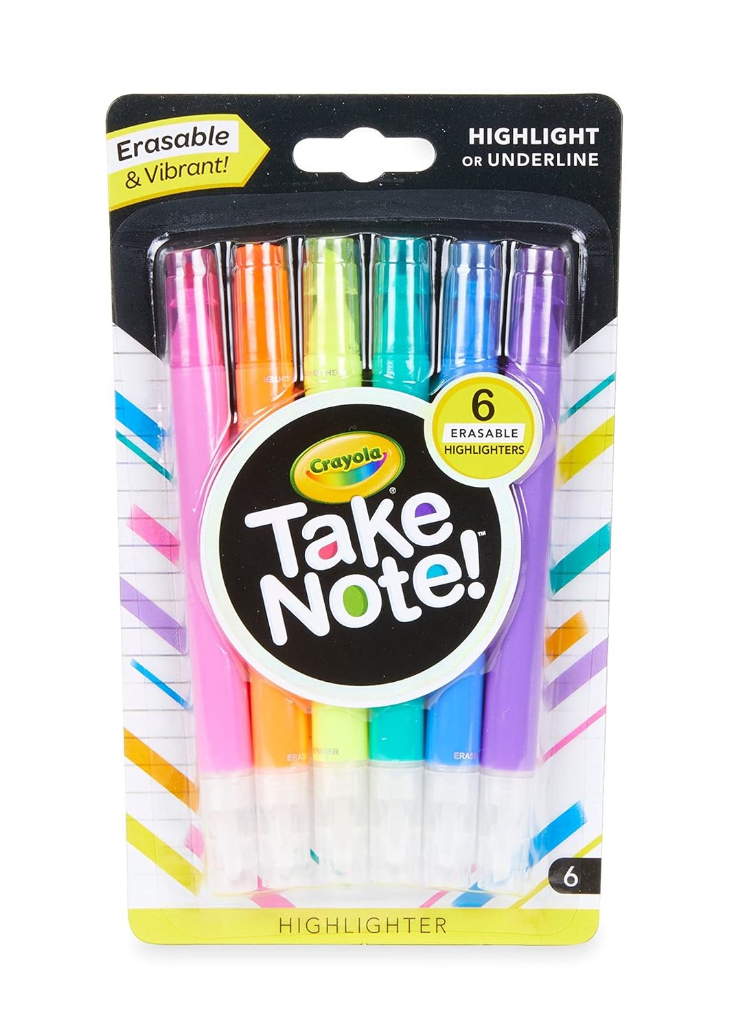 Crayola Take Note Erasable Highlighters - Pack of 6 - Laadlee