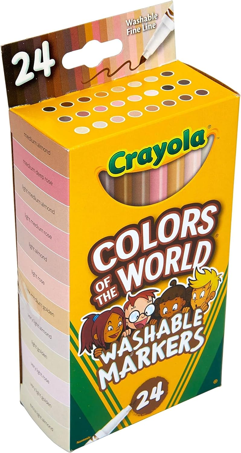 Crayola Fine Line Washable Skin Tone Markers - Pack of 24 - Laadlee