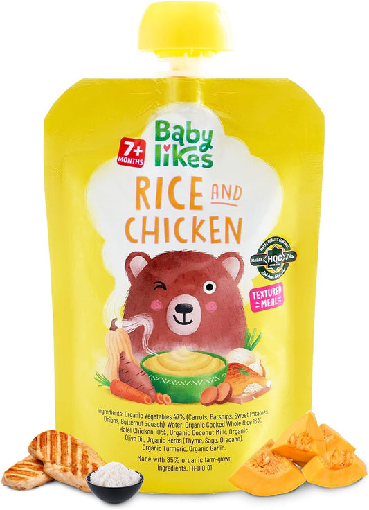 Babylikes Rice and Chicken Organic Puree - 130gm - Laadlee