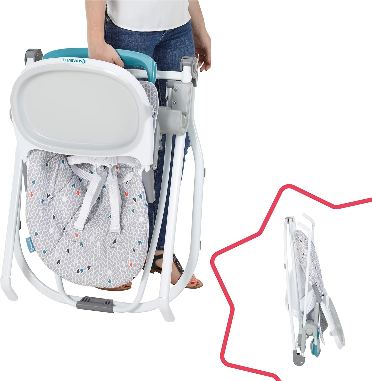 Badabulle Flat Folding with Multi Positioning High Chair - Laadlee